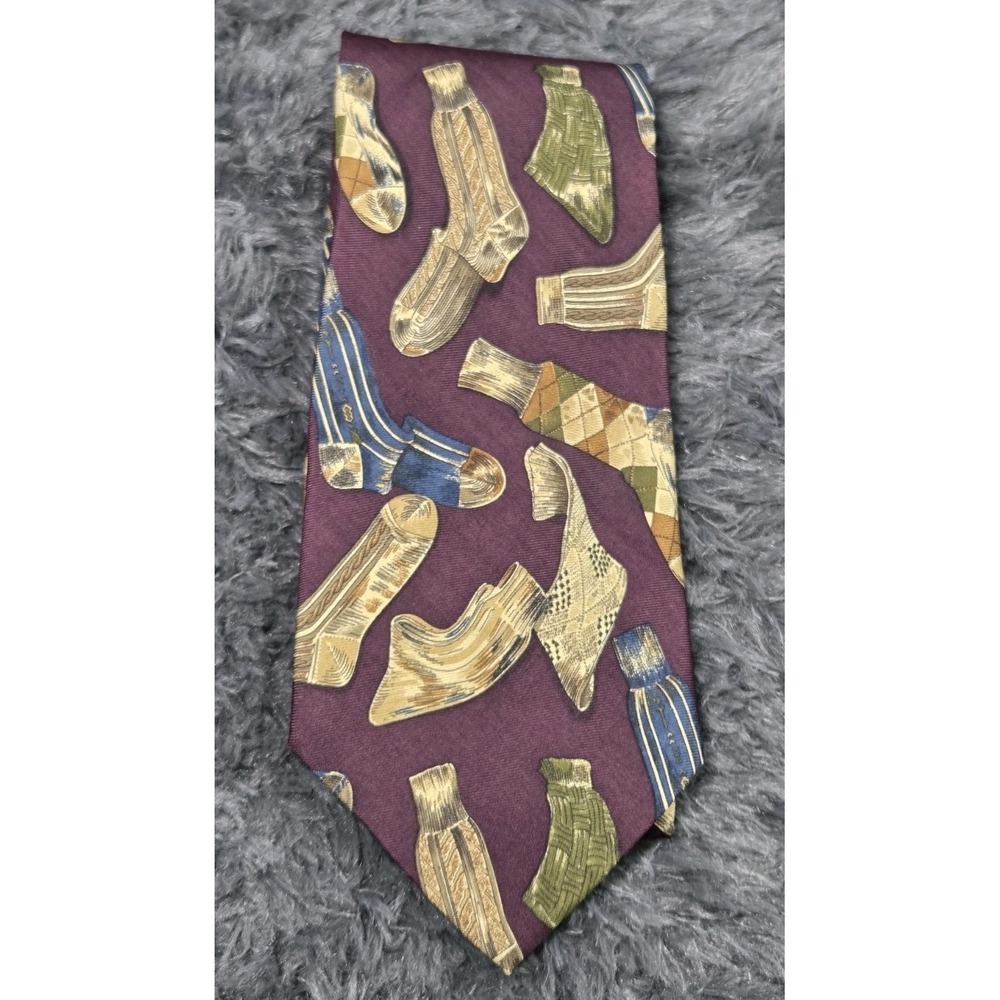 Vintage Polo Ralph‎ Lauren Silk Hand Made Neck Tie Necktie Socks Design